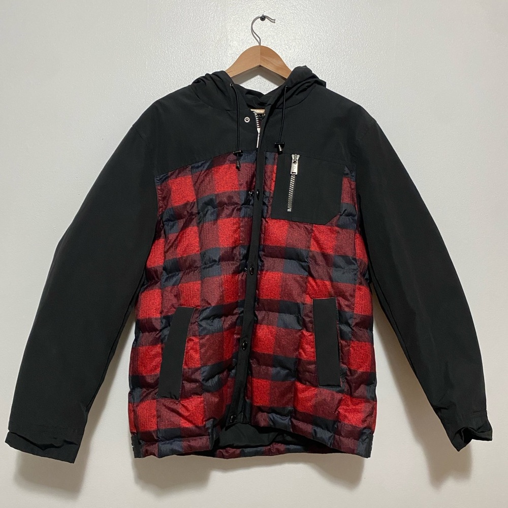 Men's Pendleton Woolen Mills Duck Down Red Plaid Black Puffer Jacket Coat Sz L